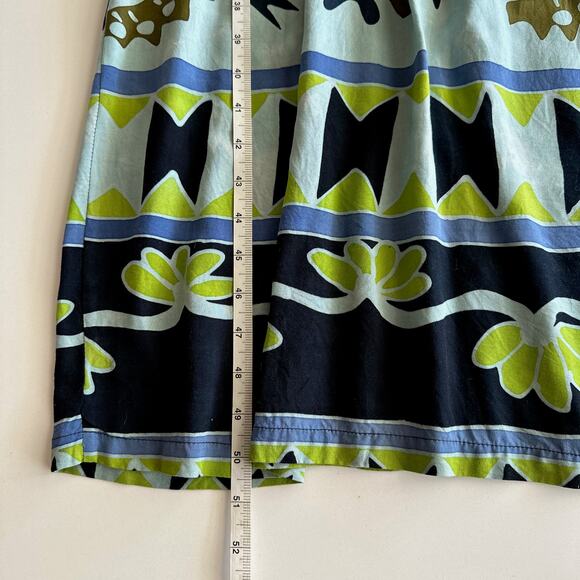 Java Lava Indonesian Rayon Flowy Earthy Beachy Blue Green Maxi Tank Dress L - Picture 10 of 10